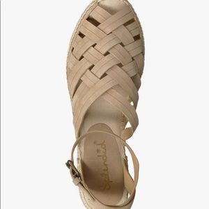 Splendid Sheryl soft suede basket weave flat espadrille wrap-around ankle sandal